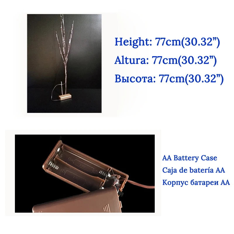JULELYS AA батарея светодиодный гирлянда ветка дерева ночной Светильник для дома Спальня прикроватная Настольная лампа для Рождества Праздник Украшения для жизни