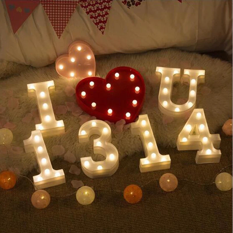 Digital Letter LED Night Light Marquee Sign Alphabet Lights Lamp Home Club Outdoor Indoor Wall Decor Valentine's Day Gift (2)