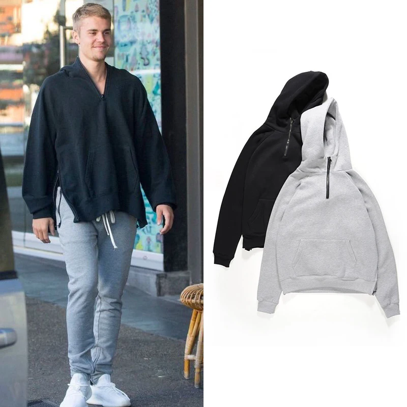 Mens Half Zipper Pullover Justin Biebers Plus Velvet Side Zipper
Hoodies Streetwear Cool Fashion Hiphop Urban Clothing Tyg