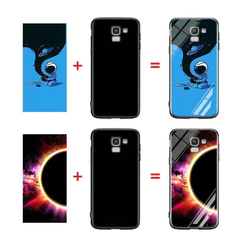 Черный силиконовый чехол Space Love Moon для Samsung Galaxy j8 j7 j6 j5 j4 j3 Plus Prime 2018 2017 2016
