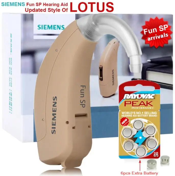 2019BEST!SIEMENS Fun SP 6 Channels Super Power Ear care Aids Digital BTE Aid Severe Hearing Loss Device Sound Amplifiers - Color: with battery