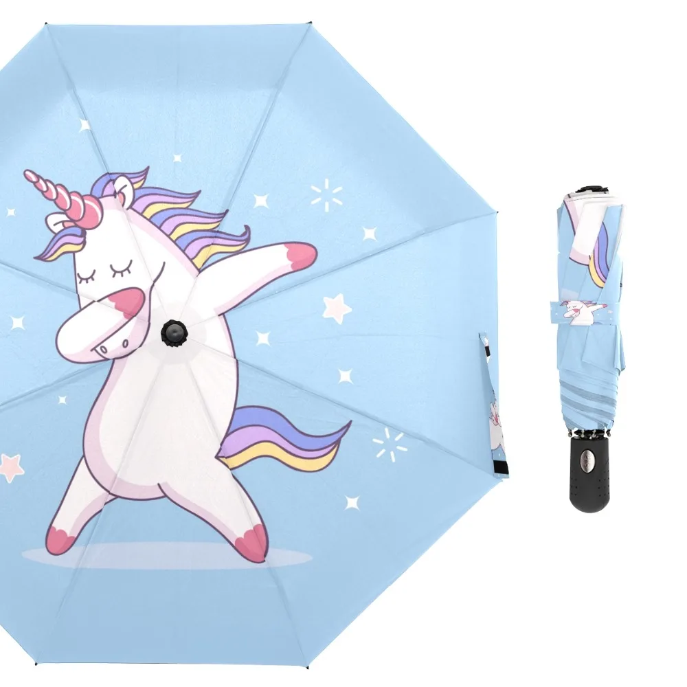 

Susino Blue Horse Dabbing Windproof Umbrellas Fully-automatic Open Metal Pongee Compact Auto Open Close Three-folding Umbrella