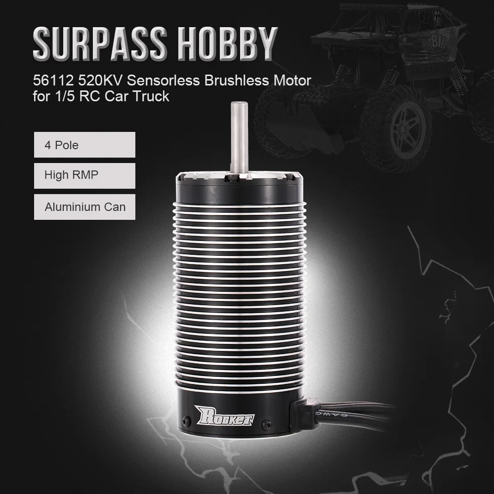 

SURPASS HOBBY RC Car Parts Brushless Motor 56112 Rocker 520KV Sensorless Motor for 1/5 RC Car RC Truck