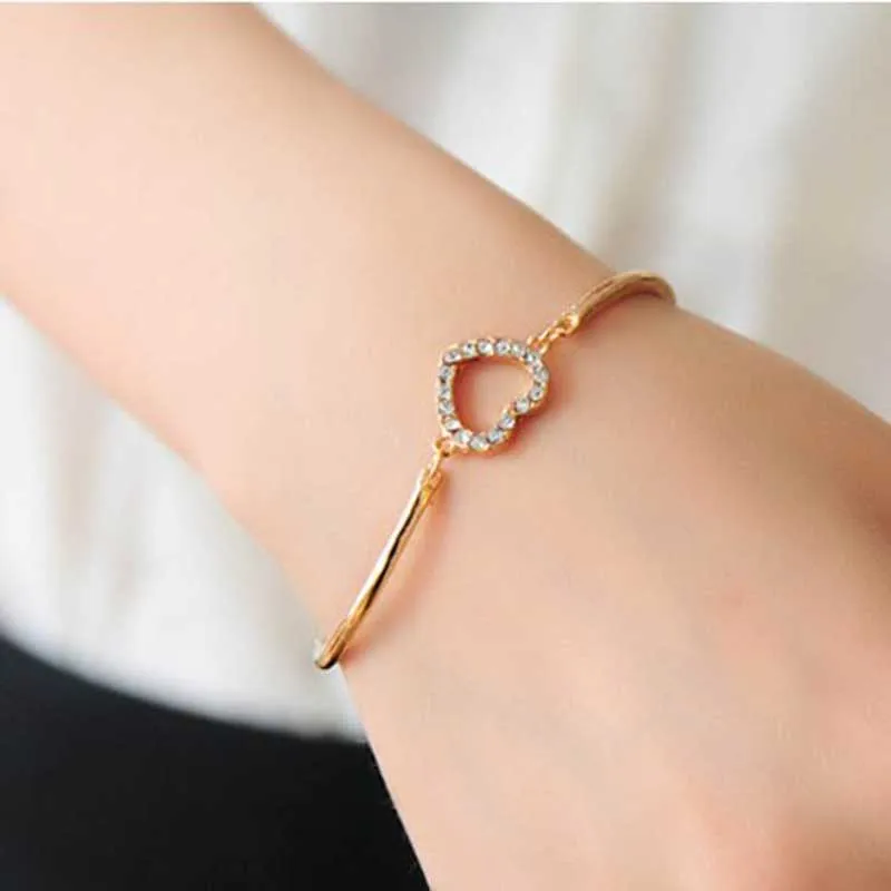 

Zircon Rose Gold And White Simple Jewelry Bracelets & Bangle Link Chain Charm Bracelet For Women And Girls Jewelrys Gifts