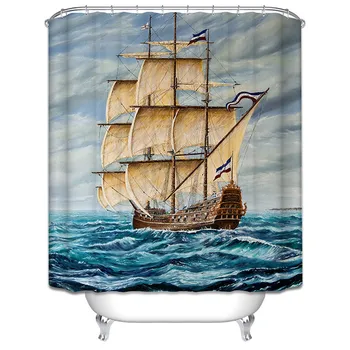 

New Arrival Southeast Asia Creative retro cartoon theme pattern 0255 Shower Curtain Home Decorative Waterproof Bathroom Fabric