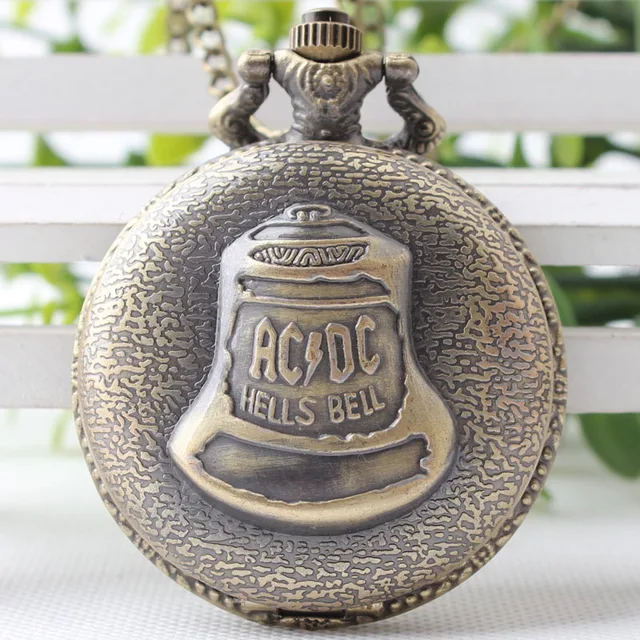 Antico Steampunk Bronzo Ac Dc Hells Campana Modello Della Vigilanza Di Tasca Con Antico Steampunk Bronzo Ac Dc Hells Campana Modello Della Vigilanza Di Tasca Con
