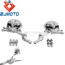 Espejos retrovisores cromados de aluminio para motocicleta Harley Honda Suzuki Yamaha Cruiser Vintage Road King Cafe Racer