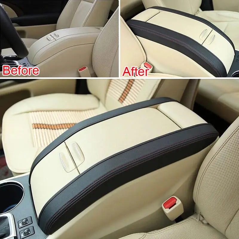 2Pcs Leather Car Interior Middle Vehicle Center Console Arm Rest