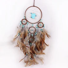 1 х Ручной Большой Горячий Коричневый Висит Dreamcatcher Ветер Куранты Индийский Стиль Перо Кулон Ловец Снов Подарков Home Decor P30