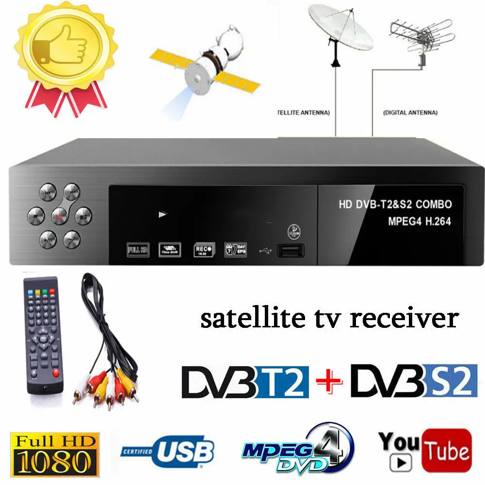 USB 2,0 DVB S2 T2 ТВ-тюнер DVB-S2 DVB-T2 комбо-ресивер телеприставка Full-HD цифровой смарт-ТВ приставка MPEG4 поддержка Wifi антенна