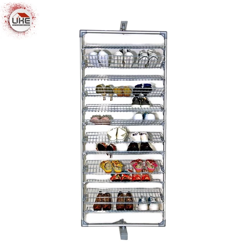 UKE Hot sale 12 layers 360 degree rotating shoe storage wire mesh shoe