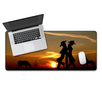

FFFAS Gaming mouse pad 70x30cm Twilight cowboy series Player love rubber bottom anti-slip keyboard mat laptop home office gifts