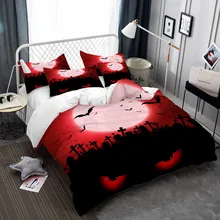 Scarlet Moon Bedding Set Halloween Ghost Eye Duvet Cover Set Cartoon Cat Tomb Print Bedclothes Bed Cover 3Pcs Festival Gift D35 halloween cartoon ghost print sweatshirt