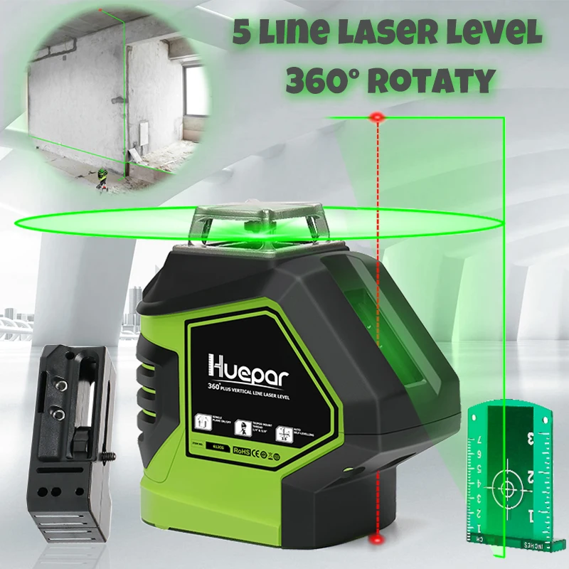 

360 Rotary Slash Function 5 Line Green Beam Cross Line 3D Self Leveling Vertical Horizontal Laser Level Measuring Tool