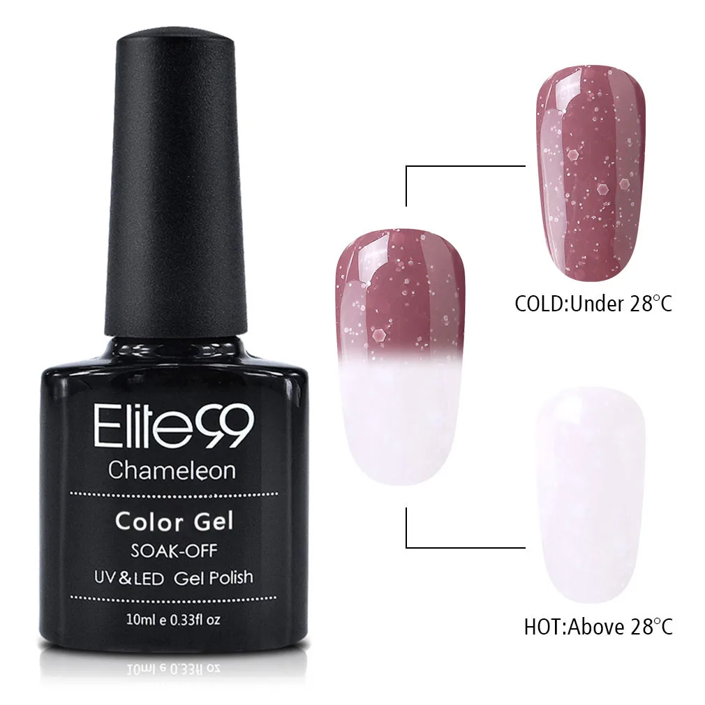 Elite99 10 мл Снежный термальный Гель-лак для ногтей, меняющий температуру, замачиваемый цвет, УФ-Гель-лак, гибридный лак, лак для ногтей - Цвет: 9719