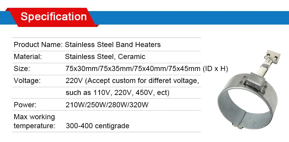 LJXH нагревательная Полоса нержавеющая сталь Керамика 220 В 210 Вт/250 Вт/280 Вт/320 Вт для инъекций машины Размеры 75x30 мм/35 мм/40 мм/45 мм