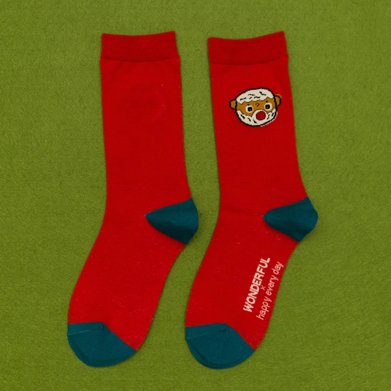 Модные женские носки унисекс Harajuku, цветные хлопковые носки для мужчин, 1 пара - Цвет: CH8100-Red
