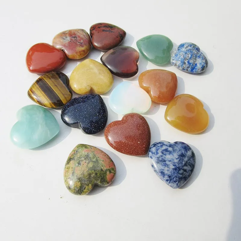 Free Shipping 10pc 3cm Heart Shape Ornament Variety Gemstone Natural Quartz Crystal MJP | Дом и сад