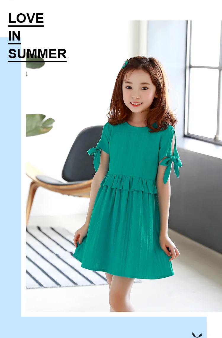 ruffles patchwork little big girl dresses cotton summer 2018 green princess mini kids dresses designs Children Boutique Clothes 5 6 7 8 9 10 11 12 13 14 15 years teenage girls 4 year baby girl dresses  15 years girl dresses (16)