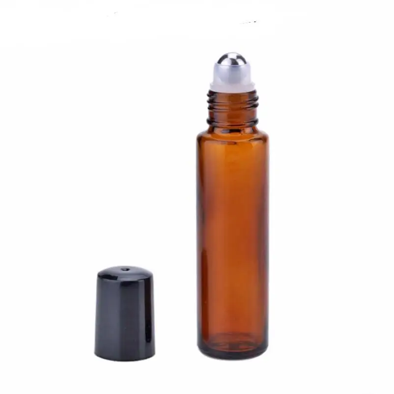15 мм Янтарное стекло бутылка рулон на пустой аромат парфюмерные эфирные масла бутылка 15 мл рулон на черная пластмассовая крышка бутылка LX5225