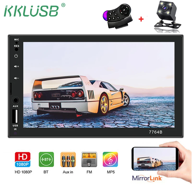 

2din Car Radio 7" HD Touch Mirror Link Autoaudio Multimedia Player MP5 Player Autoradio Bluetooth Rear View Camera tape recorder