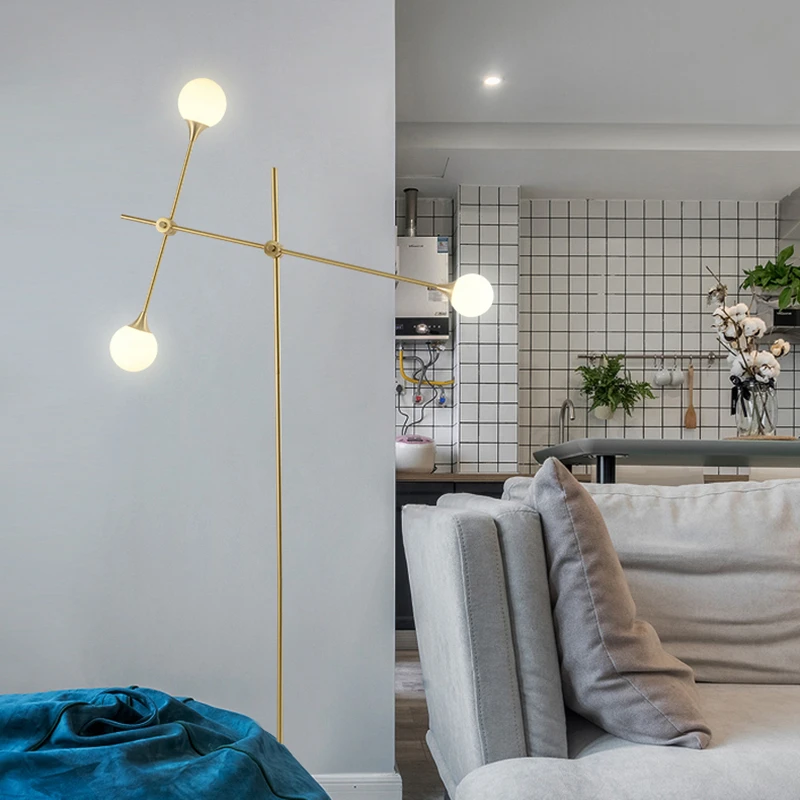 

Post Modern Personality Creative Floor Lamp living room bedroom glass ball Three heads villa fashion design LED standing lamp