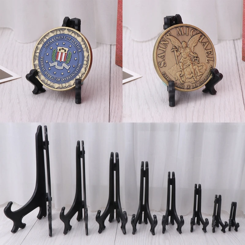 

1PC New Display Rack Exhibition Commemorative Coins Easel Stand 47mm-175mm Holder Mount Black Lampstand Style Display Rack