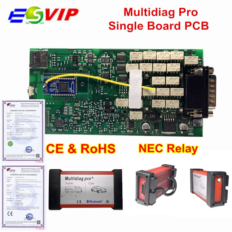 Новое поступление одиночный PCB Multidiag,1 с Keygen новейший Bluetooth OBDIICAT-CDP OBD2 диагностический сканер инструмент для автомобилей/грузовиков