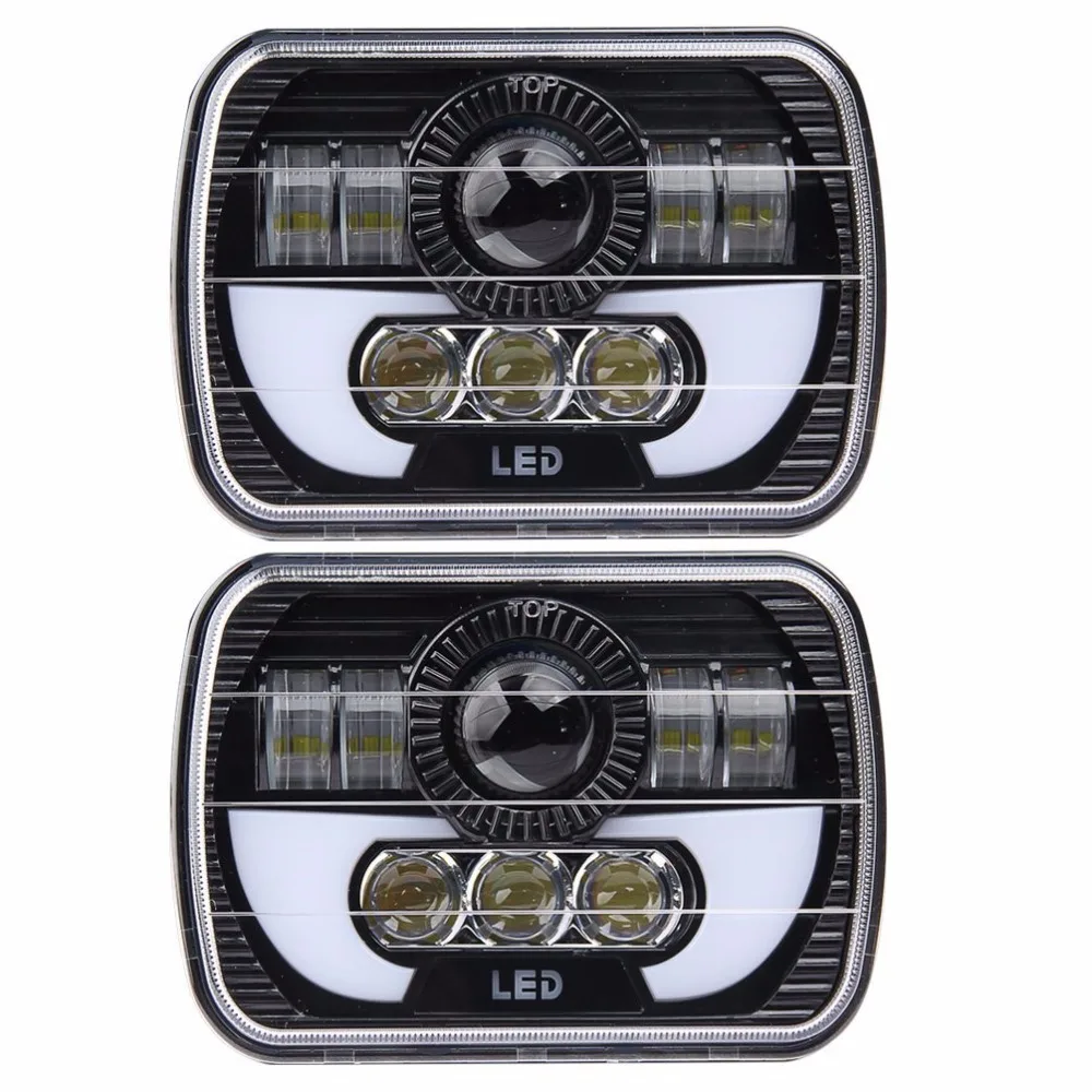 Light maker 2 Pcs 7''inch 90W Led Driving Light Car Headlight Square