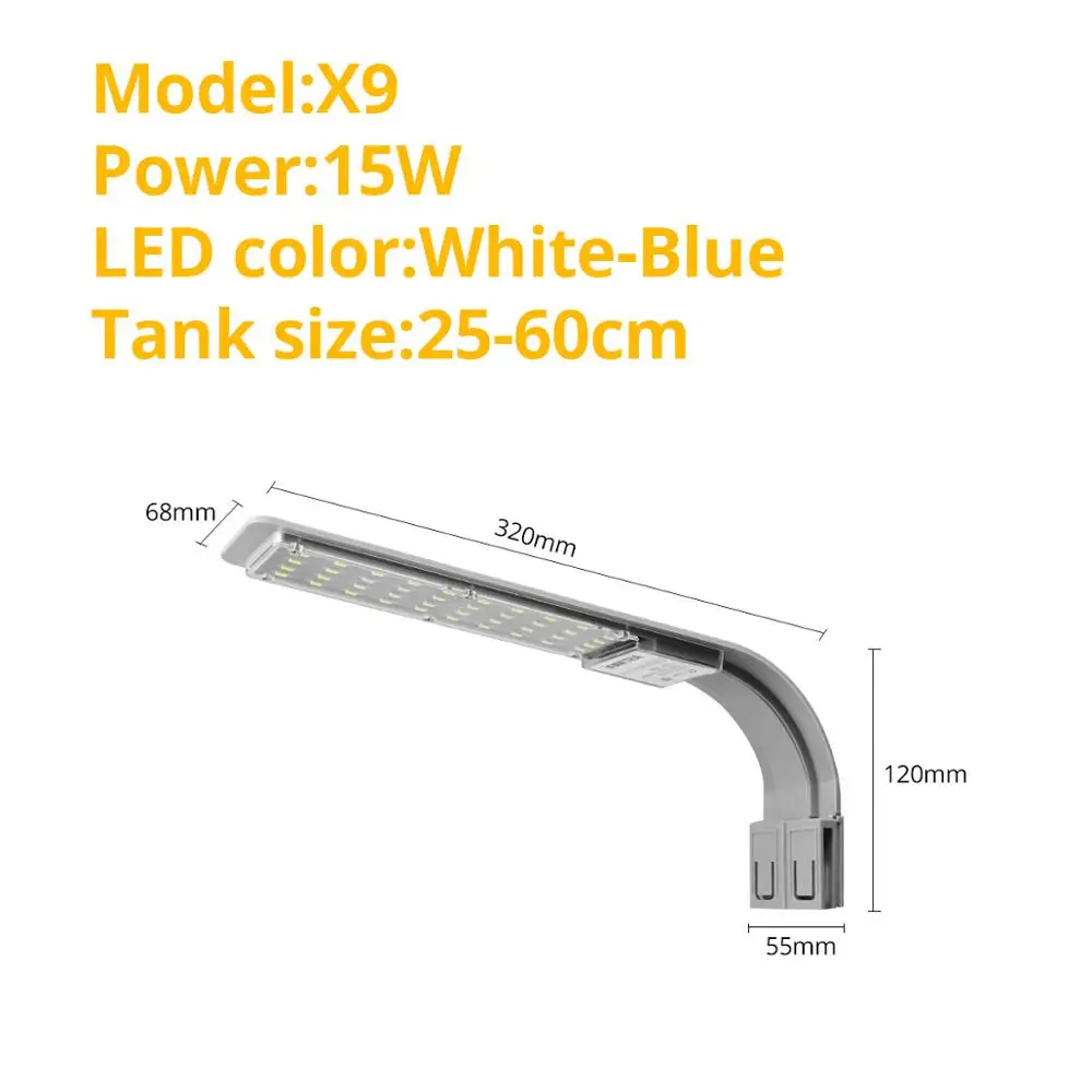 Светодиодный Светильник-ночник для аквариума 6 Вт, 10 Вт, 15 Вт, пристегивающийся светильник для аквариума, ночной Светильник для аквариума, светодиодный светильник - Испускаемый цвет: X9 White Blue Light