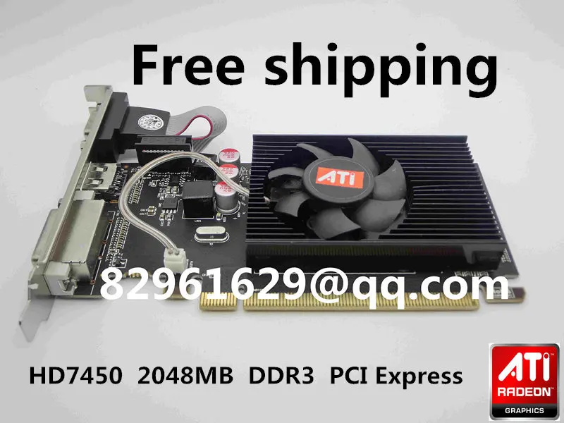Free Shipping 100 New Radeon HD7450 2G DDR3 half height graphics card