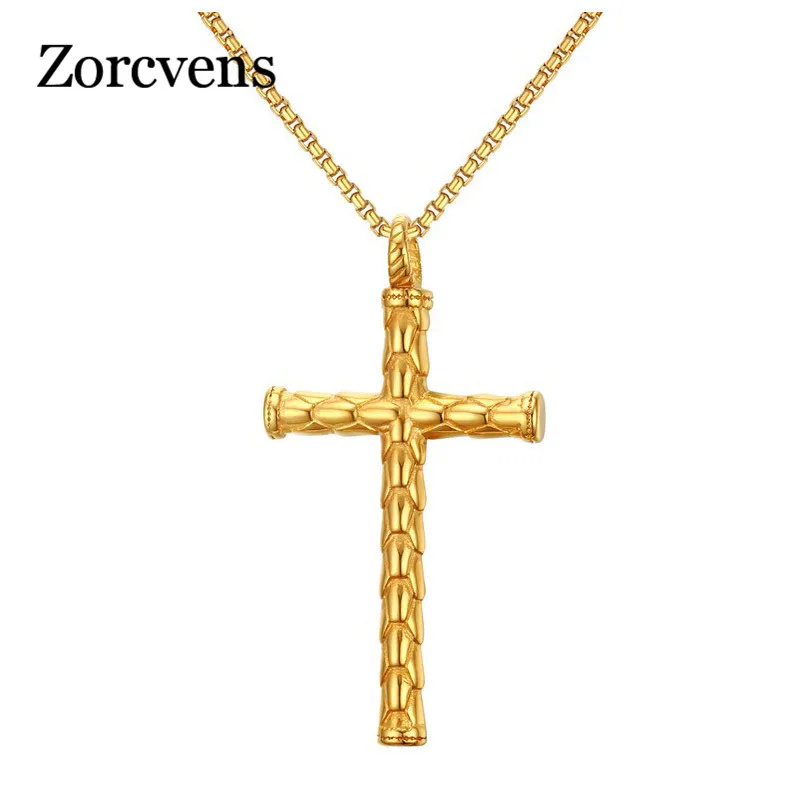 Новинка ожерелье и подвеска-крест золотого серебряного цвета zorcins для мужчин