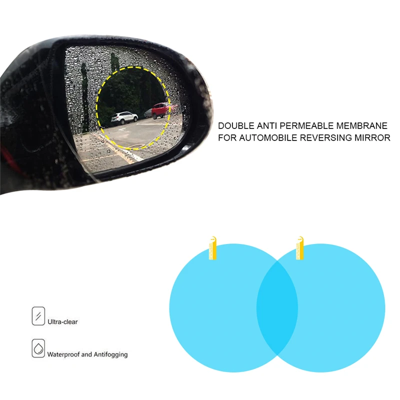 New Universal 2PCS Car Rearview Mirror Anti-Fog Membrane Waterproof Rainproof Car Mirror Window Protective Film Car sun shade