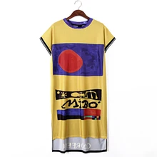 

Womens Colorful Dresses Casual Tops Mid-calf Large Size Sexy Beach Dress Straight O-neck Summer Dress For Women streetwear dress
