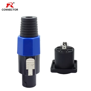 

4sets NL4FC 4Pin Speak Connector Professional Audio Cable Male Plug + Female Chassis Socket Connector Excellent Quality