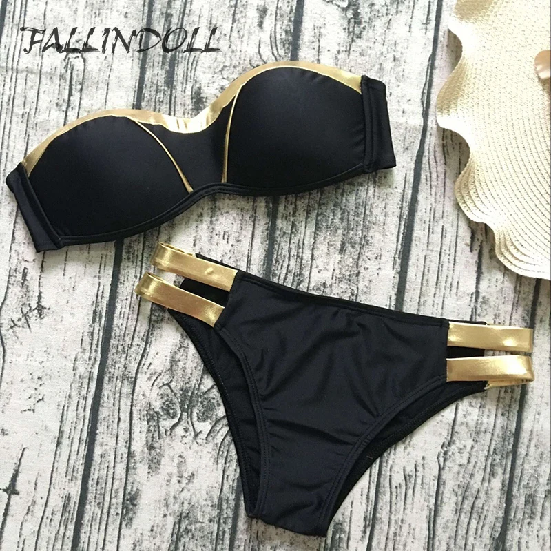Женский купальник бикини FALLINDOLL купальный костюм пуш ап в стиле пэчворк