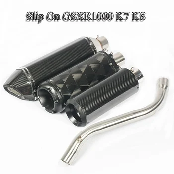 

GSXR1000 K7 K8 Motorcycle Exhaust Muffler Tail Pipe Middle Midlle Link Pipe Whole Set Vent Tube For Suzuki GSXR1000 2007 2008
