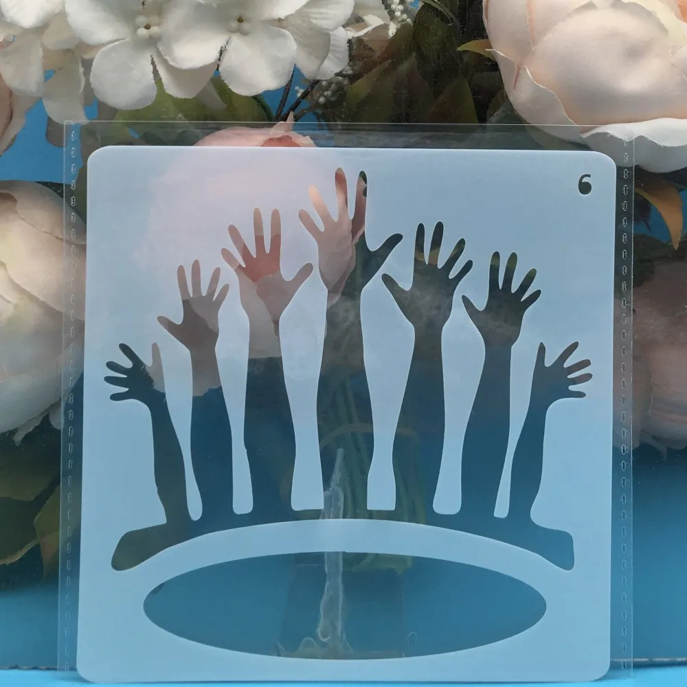 1 шт 13 см Руки DIY наслоения Трафареты настенная живопись записки окраска тиснильный альбом декоративная открытка шаблон