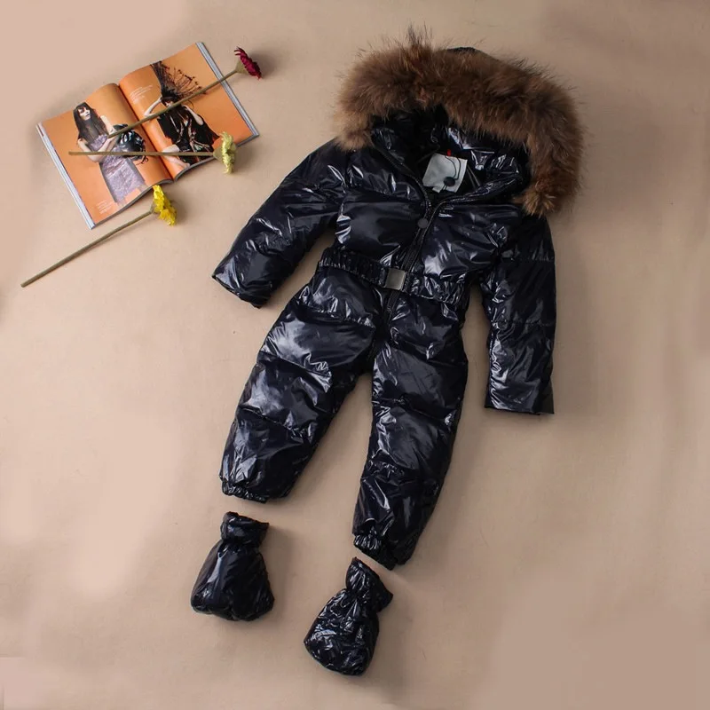 Зимнее детское пуховое пальто с воротником-хомутом и капюшоном; зимняя одежда; Верхняя одежда для малышей; пуховые куртки с воротником из натурального меха енота для детей; Y1103