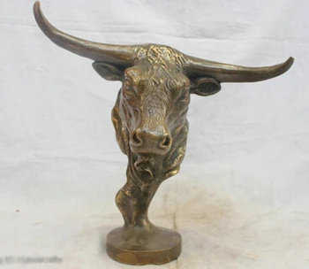 

Copper Crafts Brass decoration Fine Brass Chinese Culture Handmade Old Bronze Brass Statue Cattle Bull OX Head Sculpture