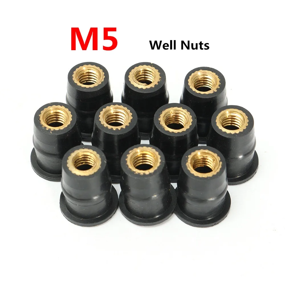 

10PCS/set M5 5mm Metric Rubber Well Nuts Windscreen Windshield Fairing Cowl for Honda for Harley for Suzuki Motorcycle Accessory