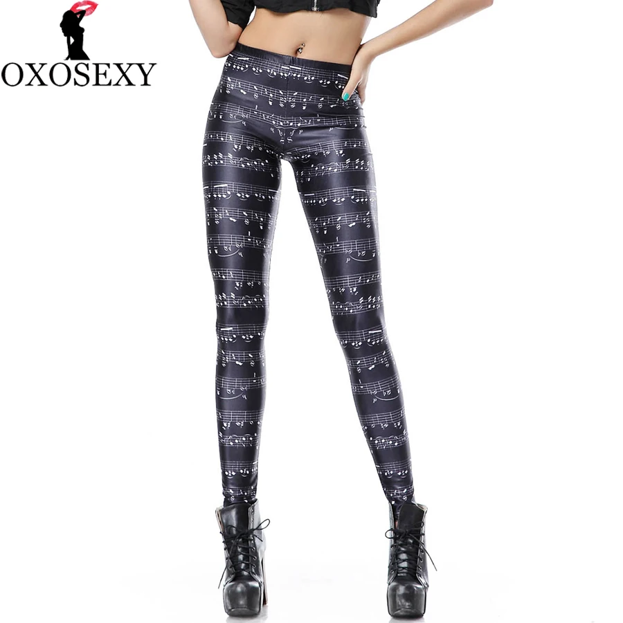 

Fashion smooth High Waist Legins Music Note Sheet Digital Leggins Printed Women Fitness Leggings Women Pants trousers 116