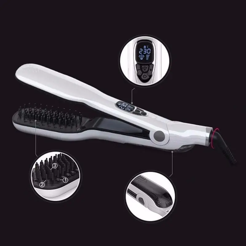 Горячая Паровая выпрямитель для волос, щетка, быстрый выпрямитель для волос Steampod, профессиональный Электрический паровой выпрямитель для волос с ЖК-дисплеем