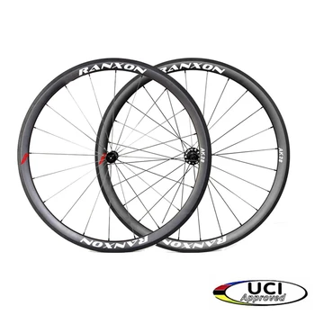 

Ranxon UCI Approved Superlight Racing Bicycle wheelset Road Bike J-bend Hub 38mm Depth Profile Tubular Carbon wheels