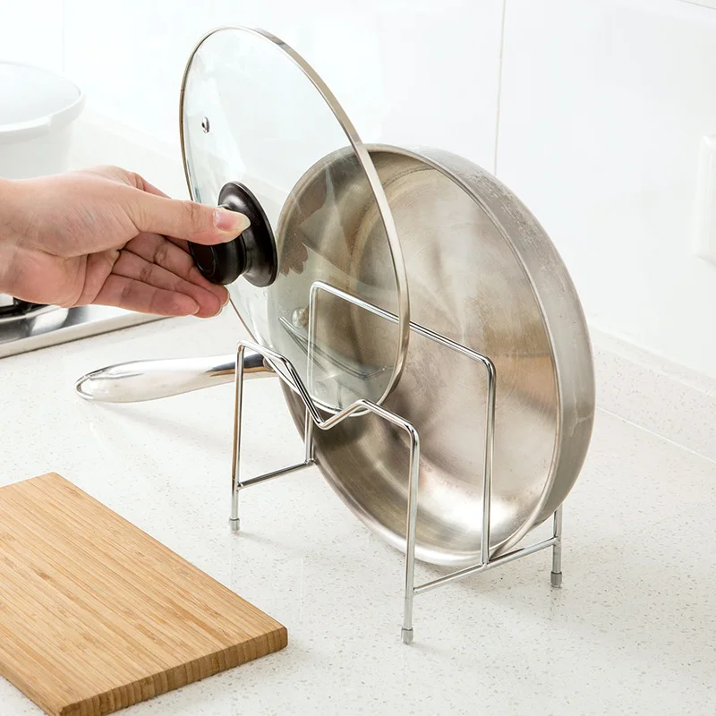 Stainless Steel Pot Pan Lid Rack Knife Cutting Board Chopstick Storage
