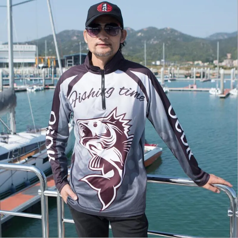 

2018 Outdoor sports fishing clothes breathable quick dry Anti Sai UV Anti mosquit long sleeve stand collar fishing Shirts