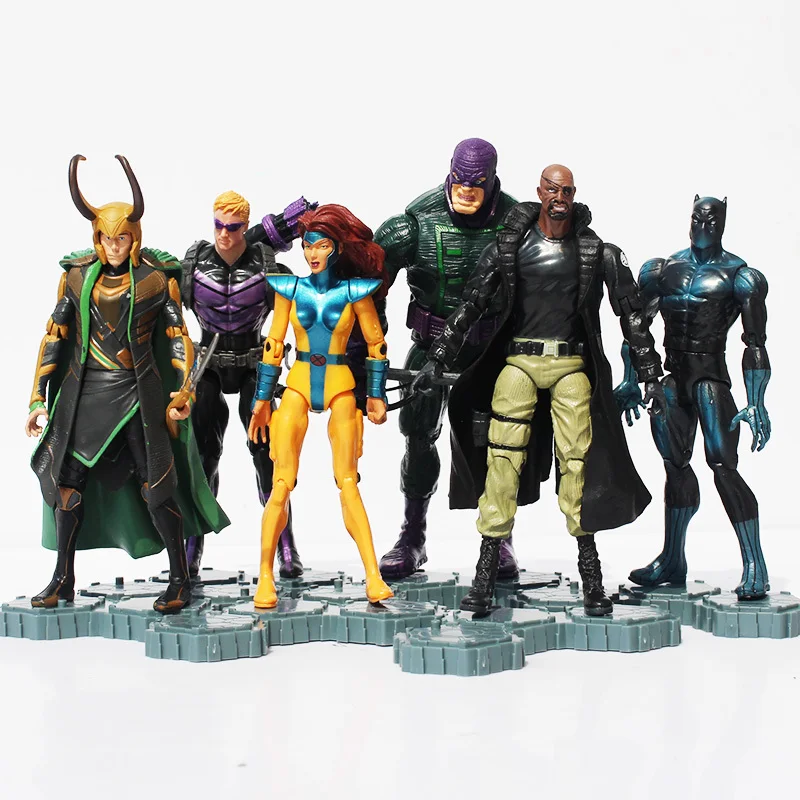 

6pcs/lot The 2 Age of Ultron Superheroes Black Widow Loki Hawkeye Nick Fury Phoenix PVC Action Figure Toys