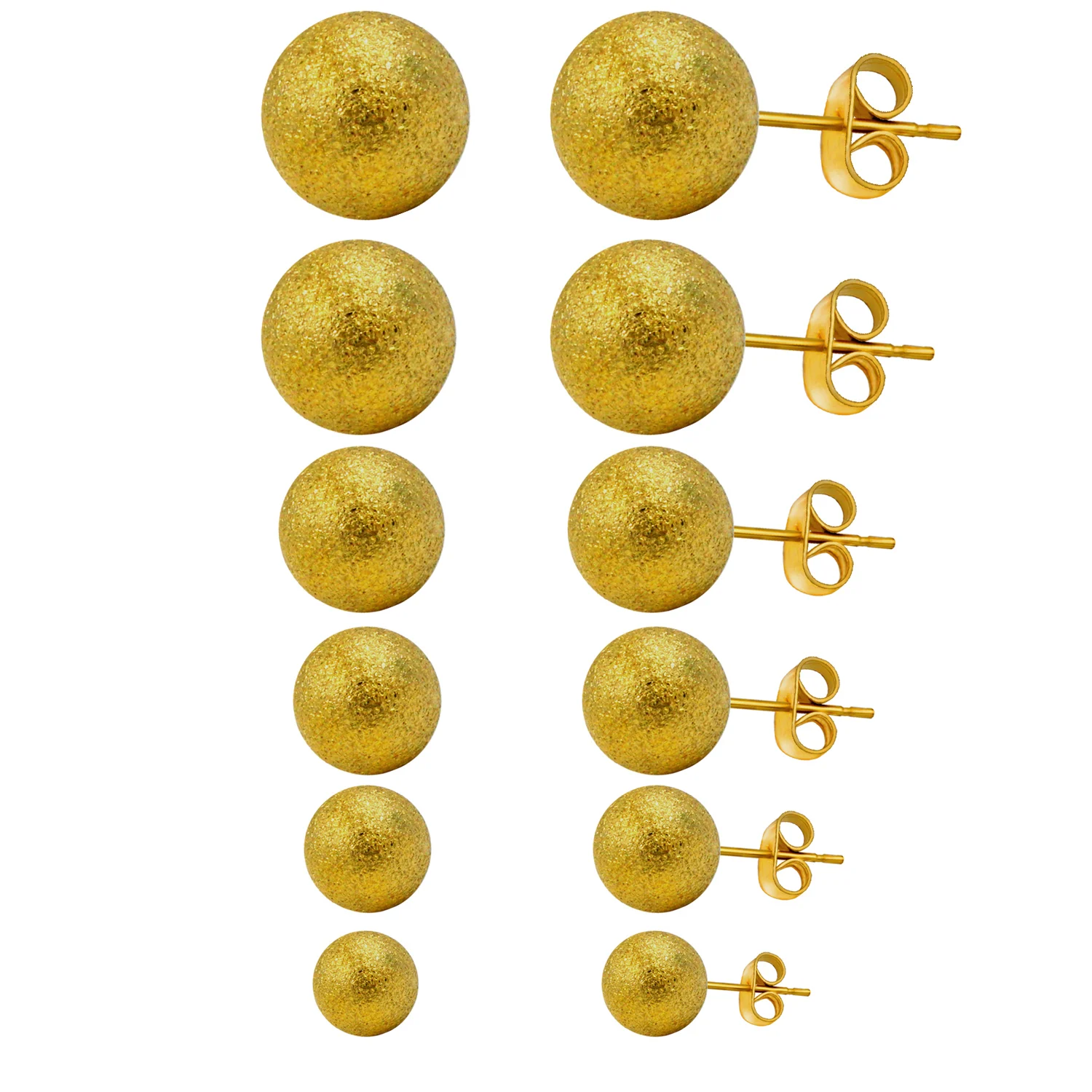 Роскошные 6 пар/кор. серьги-гвоздики из нержавеющей стали, набор женских сережек смешанного размера, модные ювелирные серьги - Окраска металла: GOLD