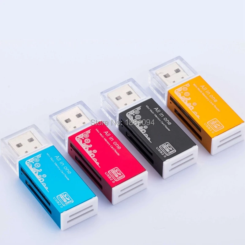 100 шт./лот мульти в 1 карта памяти SD ридер для Memory Stick Pro Duo Micro SD, TF, M2, MMC, SDHC Флешка картридер