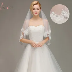Voile Marriage Cheap Short Wedding Veil Two Layer With Comb Lace Edge Bridal Veil Applique Elbow Length Wedding Accessories New Voile Marriage Cheap Short Wedding Veil Two Layer With Comb Lace Edge Bridal Veil Applique Elbow Length Wedding Accessories New